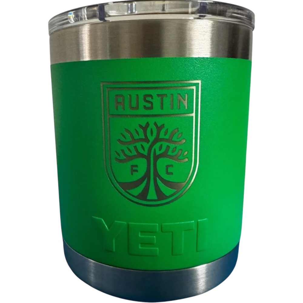 VERY "RARE" YETI RAMBLER 10oz AUSTIN FC LOWBALL W/MAGSLIDER LID CANOPY GREEN
